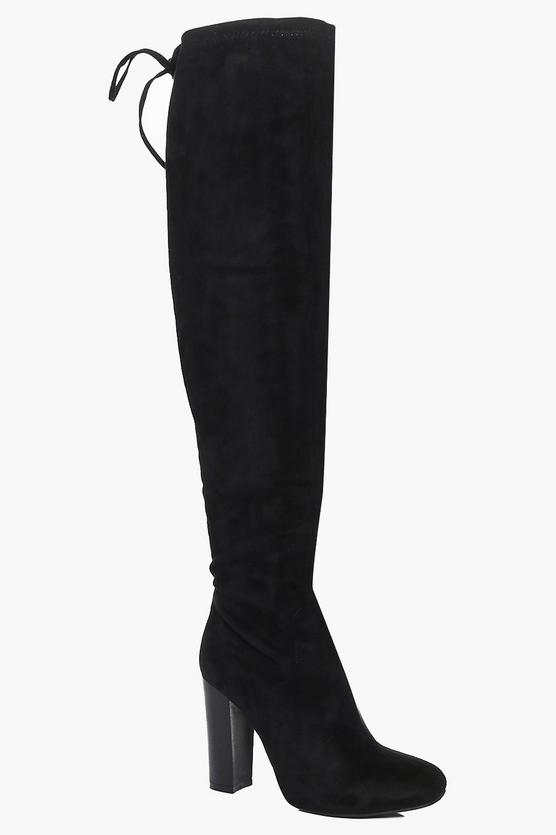 Ivy Stretch Over Knee Boot With Lace Detail